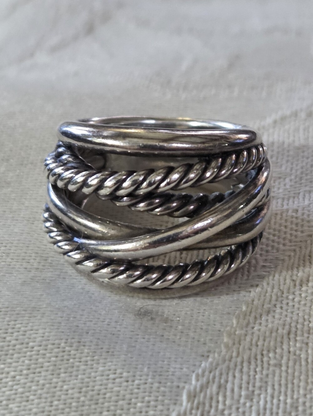 David Yurman Large Crossover Ring, SS, Size 7